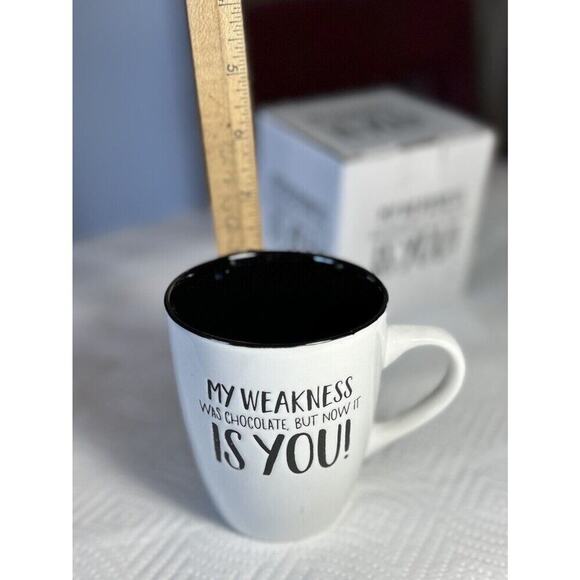 My Weakness Was Chocolate, But Now It Is You Mug New In Box Coffee Cup Couple - Picture 3 of 5